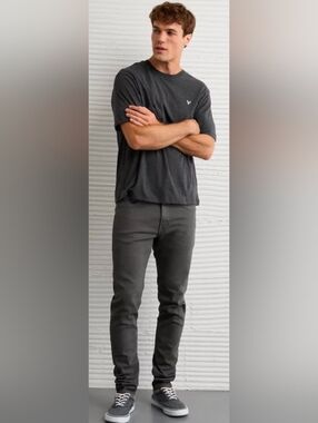 American Eagle Men's Black Airflex Skinny Jeans